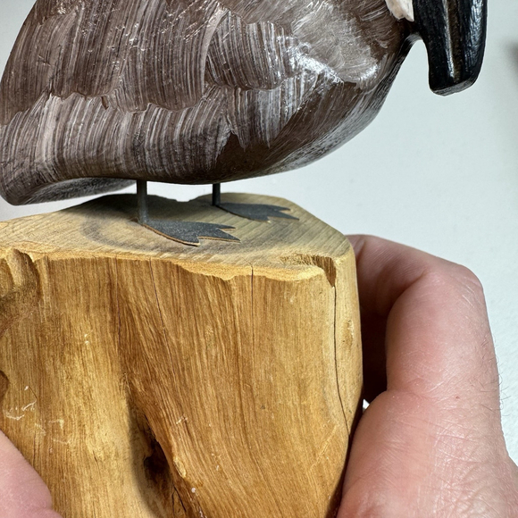 Hand Carved Wooden Pelican Figurine on Driftwood Base Coastal Nautical Decor - Picture 5 of 7